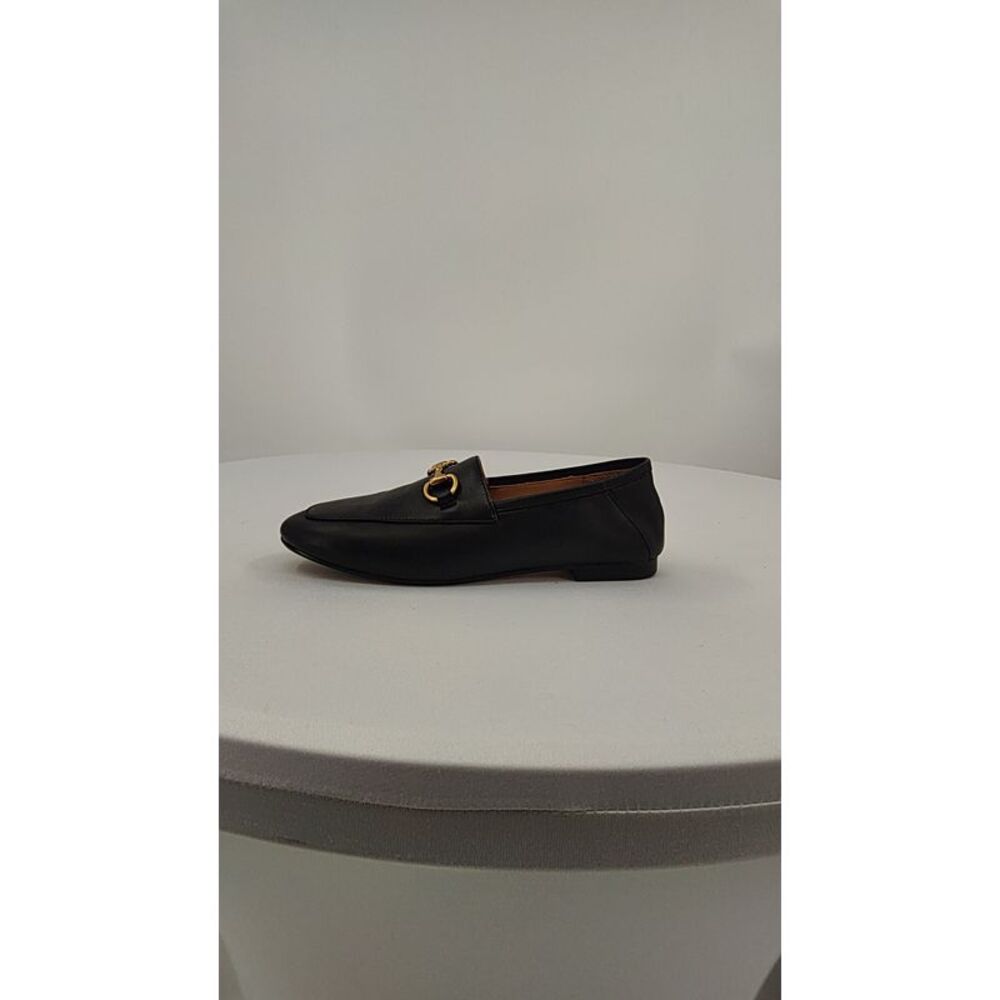 Quince Black Leather Loafers with Gold Accent
